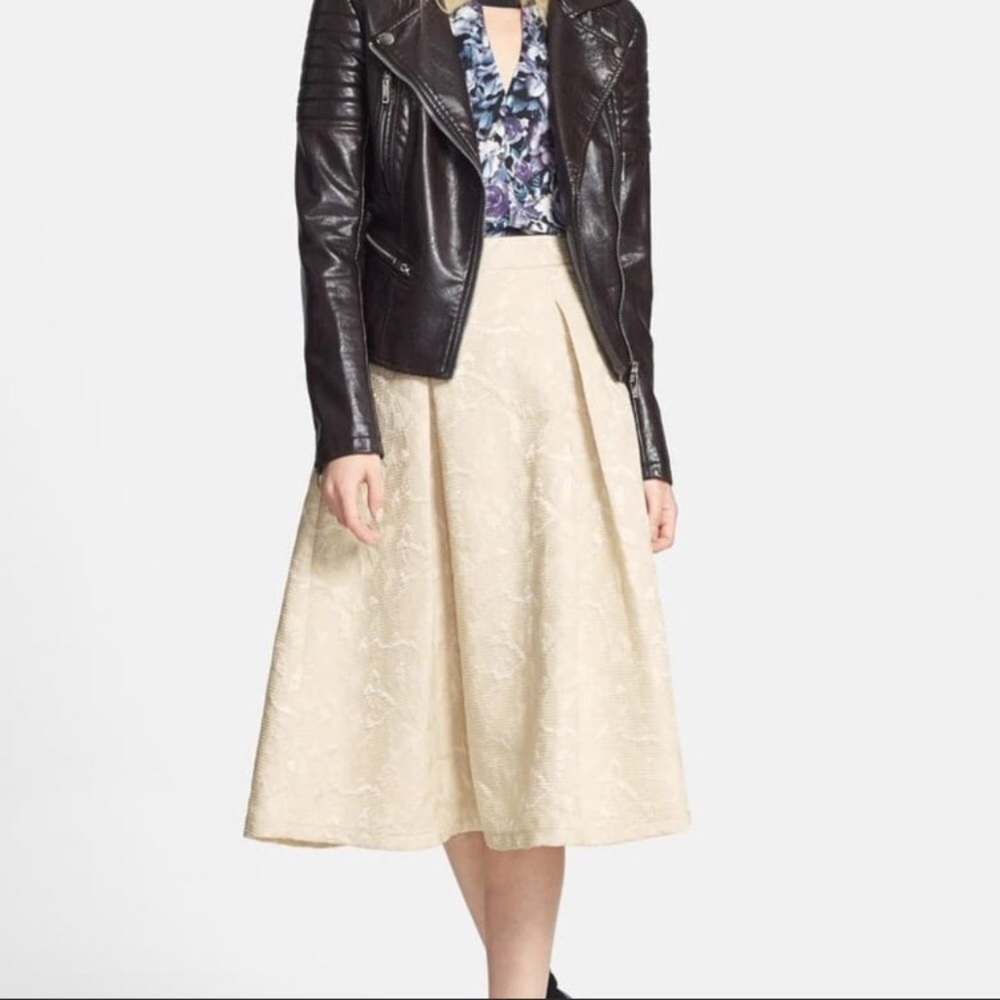 Astr Cream Midi A-Line Skirt